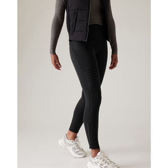 Athleta Delancey Moto Tight Black Activewear Travel Office Workwear | Size M - Picture 1 of 13